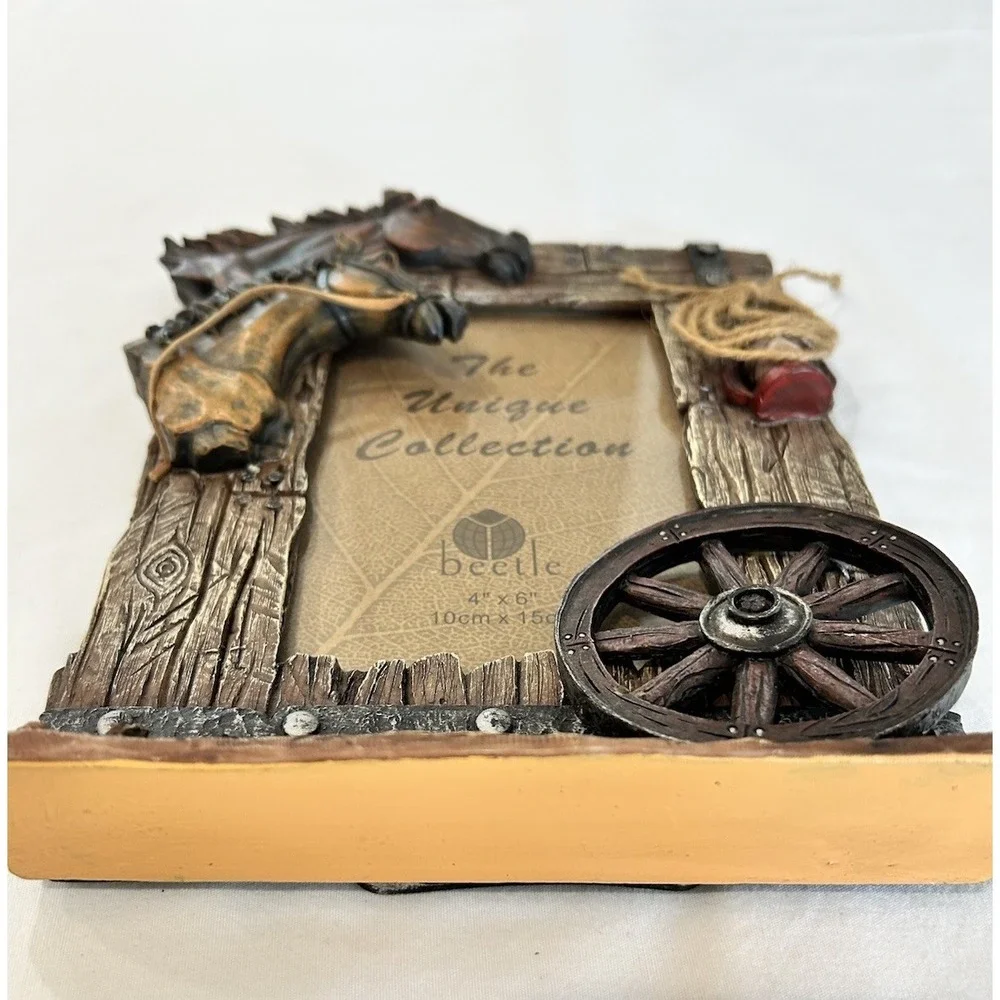 The Unique Collection 3D‎ Horse Western Cowboy Country Picture Frame 4x6 Photos